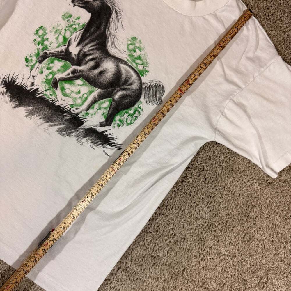 Vintage Horse Graphic T Shirt USA Made Fruit Of The Loom‎ BEST Tag L White Tee - Picture 5 of 6